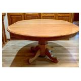 Vintage Solid Wood Pedestal Table with Four Chairs
