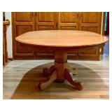 Vintage Solid Wood Pedestal Table with Four Chairs
