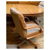 Vintage Solid Wood Pedestal Table with Four Chairs