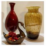 Pretty Home Decor, Vases and Vintage Fruit Bowl with Faux Fruit