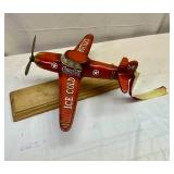 Coca Cola Airplane w/stand-10"x12"52oz