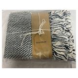 Stone & Beam Navy Blue and White Throw Blanket