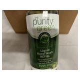 6 Bottles of Purity Green Liquid Hand Soap Refill - Fresh Lime