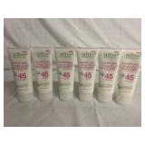6 Bottles of Alba Botanica Sweat Pea 45 SPF Sunscreen