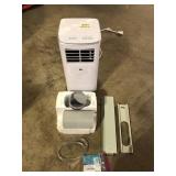 JHS 8,000 BTU Portable Air Conditioner Cools 170 Sq. Ft. with Dehumidifer, Fan, Remote, LED Display and Timer in White Customer Returns See Pictures