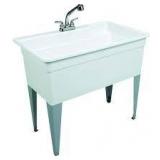 BigTub Utilatub Combo 40 in. x 24 in. 33 in. Polypropylene Floor Mount Utility Tub with Pull-Out Faucet in White Customer Returns See Pictures