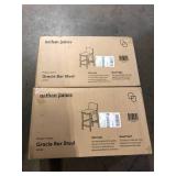 Lot of  Nathan James Gracie 24 in. Modern Counter Height Bar Stool with Back, Brushed Light Brown Wood Legs, Natural Flax/Brown  Customer Returns See Pictures