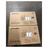 Lot of  Nathan James Gracie 24 in. Modern Counter Height Bar Stool with Back, Brushed Light Brown Wood Legs, Natural Flax/Brown  Customer Returns See Pictures