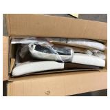 StyleWell 26 in. Banford Riverbed Beige Wood Upholstered Counter Stool with Back (Set of 2)   Customer Returns See Pictures