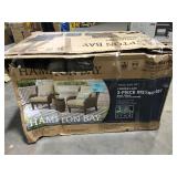 Hampton Bay Cooper Lake Wicker Patio Conversation Chair and Wicker Table No Extra Chair and No Screws  Customer Returns See Pictures