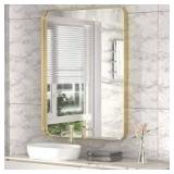 30 in. W x 40 in. H Large Rectangular Stainless Steel Framed Mirror Wall Mirror Bathroom Vanity Mirror in Brushed Gold Customer Returns See Pictures