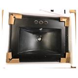 Swiss Madison 24 in. W x 18.5 in. D Ceramic Vanity Top with 4 in. Centerset Faucet Holes in Matte Black   Customer Returns See Pictures