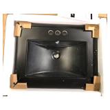 Swiss Madison 24 in. W x 18.5 in. D Ceramic Vanity Top with 4 in. Centerset Faucet Holes in Matte Black   Customer Returns See Pictures