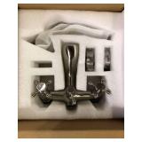 BWE 3-Handle Vintage Claw Foot Tub Faucet with Telephone Shaped Hand Shower Old Style Spigot Hand Shower in Brushed Nickel    Customer Returns See Pictures