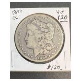 1890-CC US MORGAN SILVER DOLLAR VG