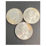 GROUP OF 3 US SILVER EISENHOWER DOLLARS