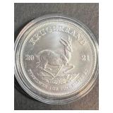 2021 SOUTH AFRICAN KRUGERRAND 1 TROY OZ .999 FINE SILVER IN AIRTITE