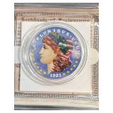 1921 US MORGAN SILVER DOLLAR IN COLOR