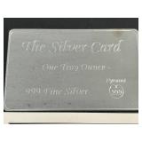 1 TROY OZ .999 FINE SILVER CREDIT CARD BAR
