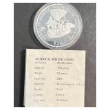 2000 $20 DISCOVERY OF AMERICA LIBERIAN SILVER ROUND IN AIRTITE