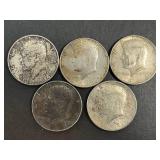 5 US 1964 KENNEDY HALF DOLLARS