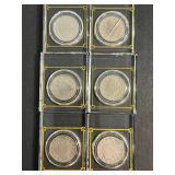 6 US LIBERTY NICKELS IN GLASS CASES