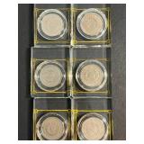 6 US LIBERTY NICKELS IN GLASS CASES