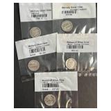 GROUP OF 5 US SILVER DIMES