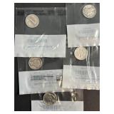 GROUP OF 5 US SILVER DIMES