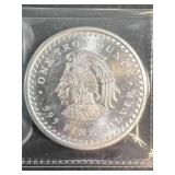 1 TROY OZ .999 FINE SILVER AZTEC ROUND