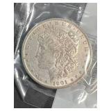 1901-O US MORGAN SILVER DOLLAR AU
