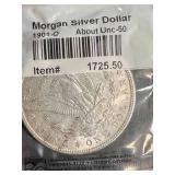 1901-O US MORGAN SILVER DOLLAR AU
