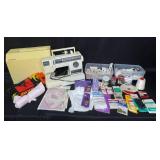 Singer Sewing Machine with Accessories and Supplies Lot