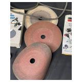 Lot of Drill Doctor Drill Bit Sharpener and Craftsman Grinder with Assorted Grinding Wheels