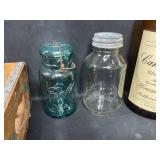 Vintage Canada Dry Wooden Crate with Assorted Glass Bottles and Jars