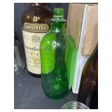 Vintage Canada Dry Wooden Crate with Assorted Glass Bottles and Jars