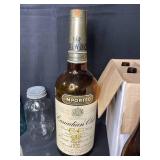 Vintage Canada Dry Wooden Crate with Assorted Glass Bottles and Jars