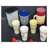 Large Assortment of Kitchen Utensils, Cartoon Cups, and Breville Electric Appliance