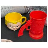 Large Assortment of Kitchen Utensils, Cartoon Cups, and Breville Electric Appliance