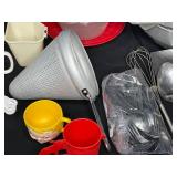 Large Assortment of Kitchen Utensils, Cartoon Cups, and Breville Electric Appliance