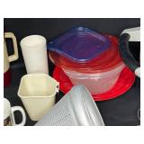 Large Assortment of Kitchen Utensils, Cartoon Cups, and Breville Electric Appliance