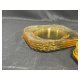 Vintage Yellow/Light Amber Glassware Set - Plates, Pitcher, and Cups