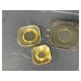 Vintage Yellow/Light Amber Glassware Set - Plates, Pitcher, and Cups