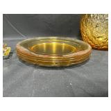 Vintage Yellow/Light Amber Glassware Set - Plates, Pitcher, and Cups