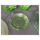 Lot of Vintage Pressed Glass and Uranium Glass Tableware