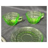 Lot of Vintage Pressed Glass and Uranium Glass Tableware