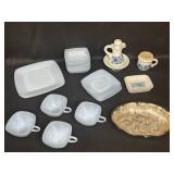 Lot of Vintage White/Very Light Blue Dinnerware and Decorative Dishes