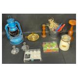Assorted Candle Holders, Lantern, and LED Tealights Lot