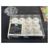 Assorted Candle Holders, Lantern, and LED Tealights Lot