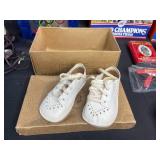 Vintage Collectibles Lot: Sears Footwear Baby Shoes, Collectable Wheaties Boxes, and More